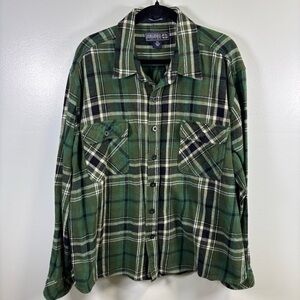 Northern Expedition Limited Green Plaid Heavy Cotton Flannel Shirt Size 2XL